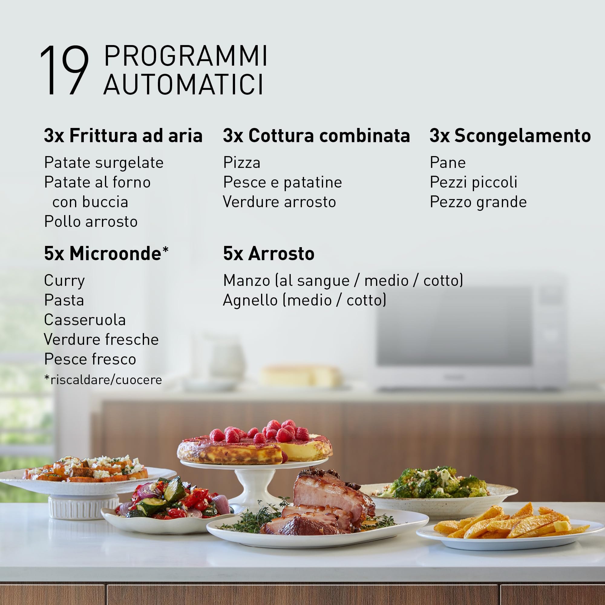 Panasonic NN-CD58RSEPG Friggitrice ad Aria e Forno a Microonde Combinato 4 in 1 da 27 L, Inverter da 1000W, Grill da 1300W, Convezione, 19 Programmi Automatici, Acciaio Inossidabile