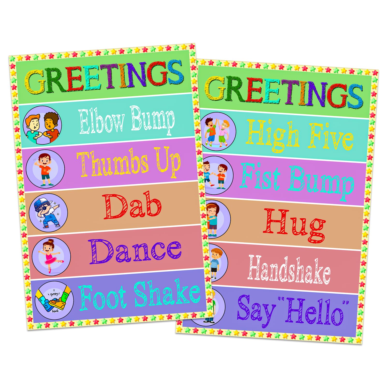 Greetings Poster Classroom Decorations Class Greetings Chart Poster Pediatrician Doctors Office Decor Classroom Rules Poster for Preschool Kindergarten Elementary Back To School Teacher Supplies