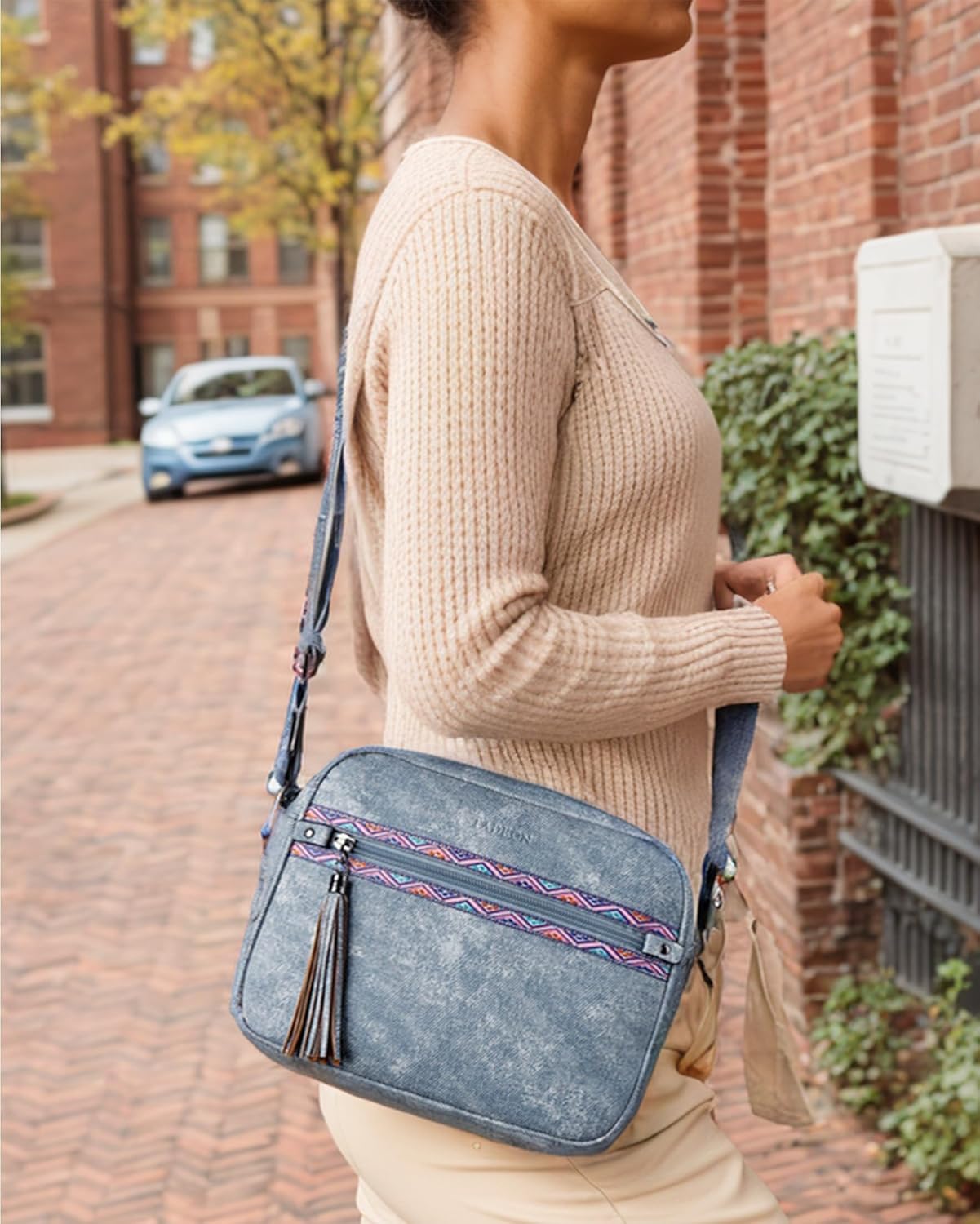 FADEON Crossbody Bags for Women Designer Vegan Leather Crossbody Purse Multi-pocket Medium Shoulder Bag with Card Slots - Image 3