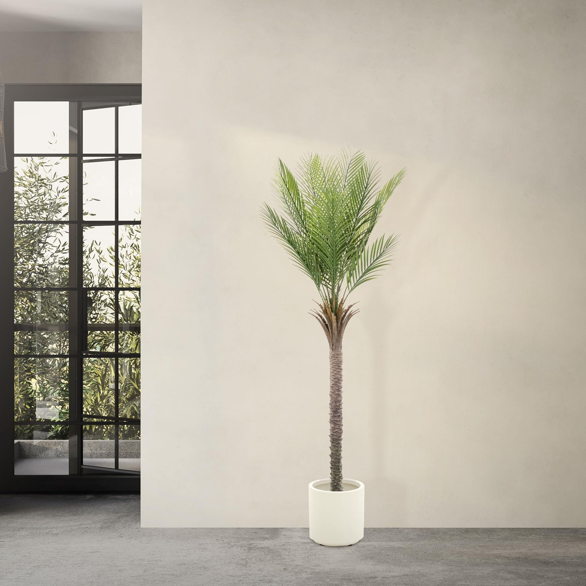 ML-Design Künstliche Palme 180 cm, Künstliche Pflanzen groß, Tropische Kunstpalme, Kunstpflanze, Fake Plant Deko, Plastik Pflanze im Topf für Indoor/Outdoor, Kunstbaum wie echt für Wohnzimmer Büro