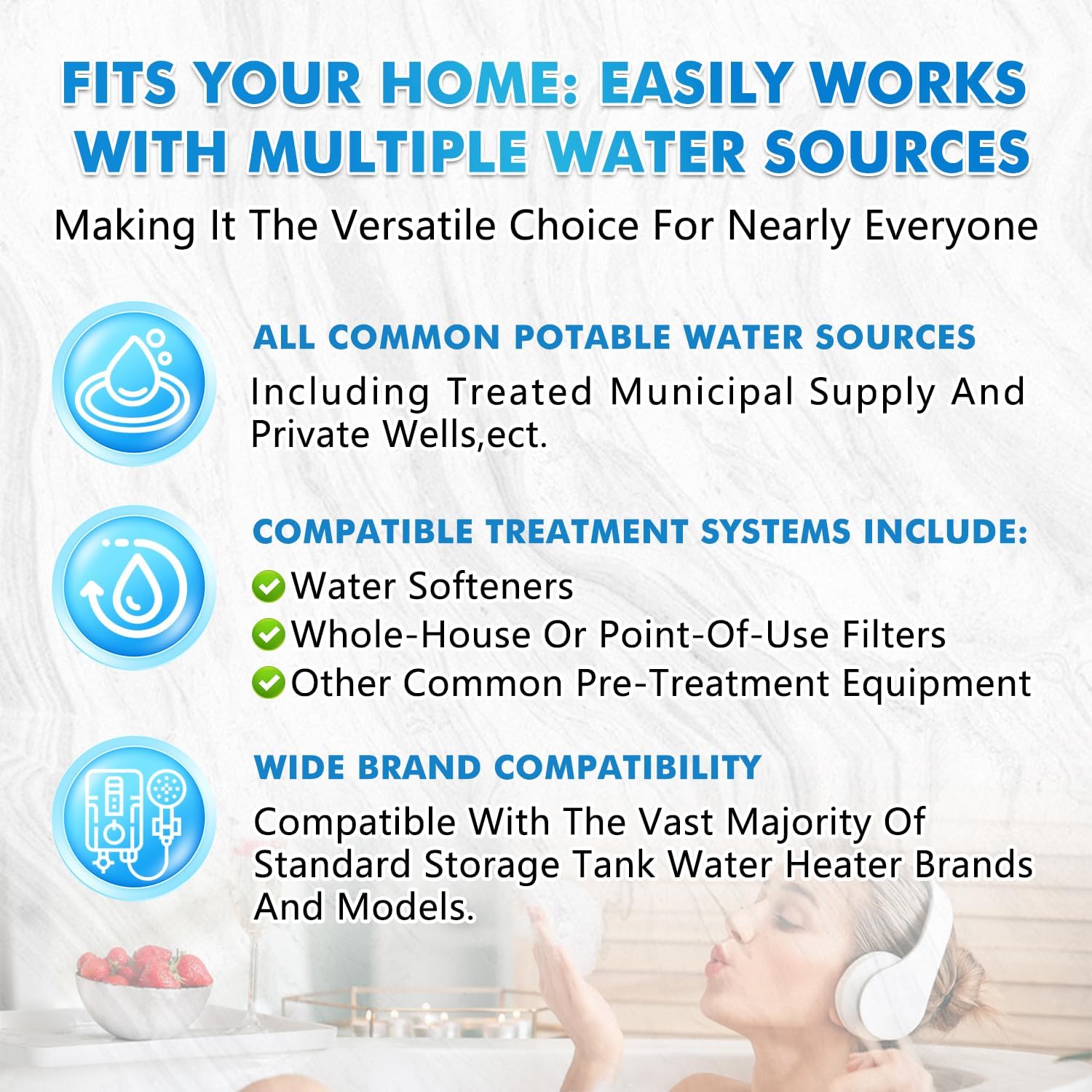 Powered Anode Rod for Hot Water Heater, Electric Titanium Anode Rod Replacement for 10–120 Gallon Tanks, Eliminates Sulfur Odor, Prevents Corrosion & Limescale (40-89 Gallon Tank)