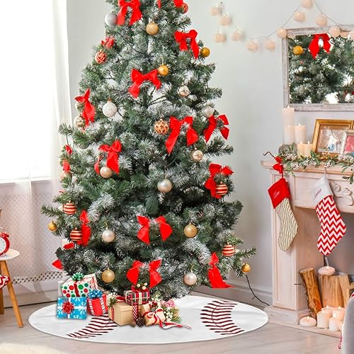Miniatura 4 de Falda de árbol de Navidad con estampado de béisbol deportivo, adornos rústicos de Navidad, decoración de fiestas de vacaciones, 36 pulgadas