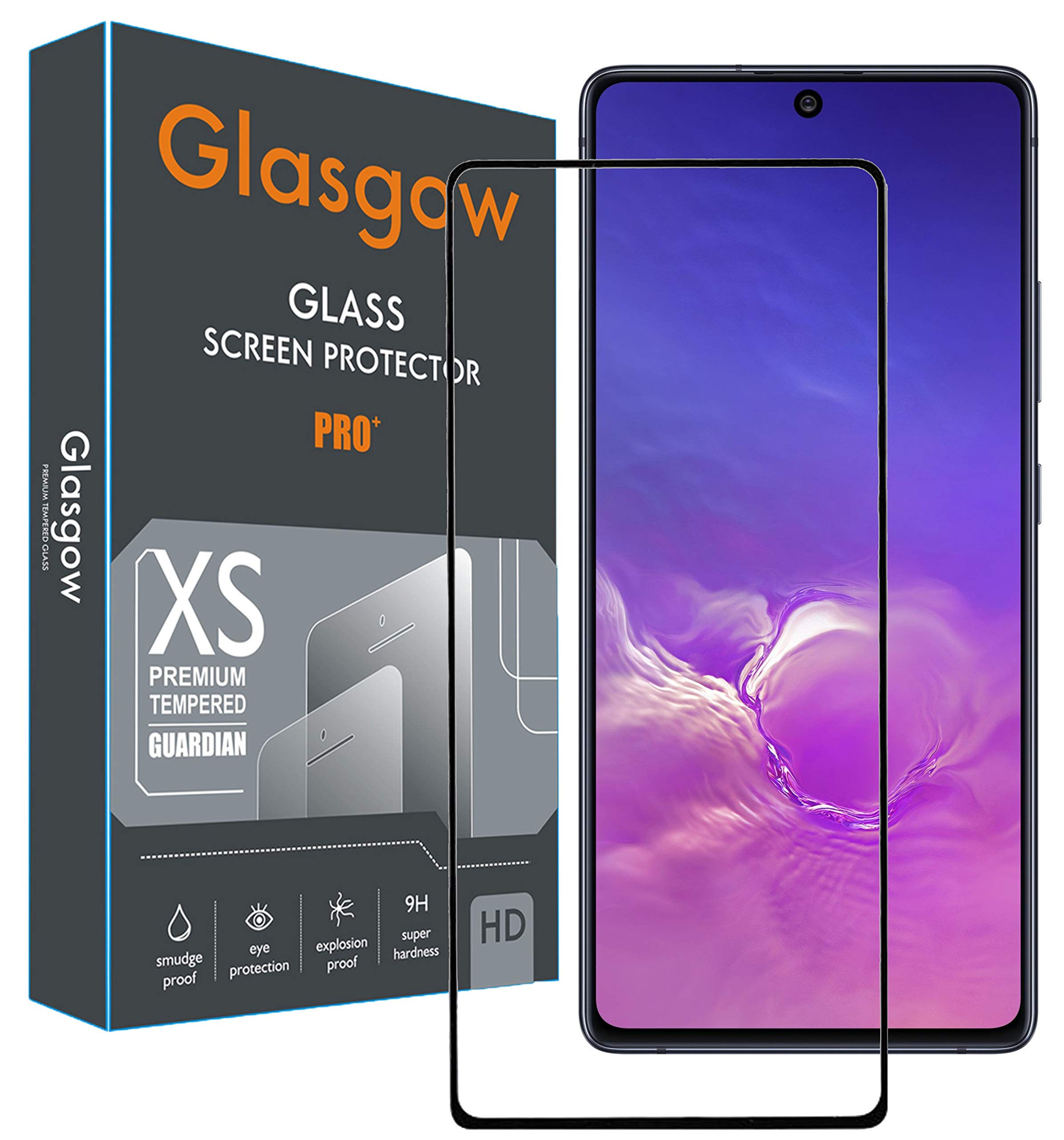 Glasgow Full Protection Tempered Glass for Samsung Galaxy S10 Lite Top Notch Edge to Edge Full Screen Coverage [Anti-Scratch] [Gorilla] [Free Cleaning Kit Included] - Black (B089HLWNR5) Amazon Price History, Amazon Price Tracker