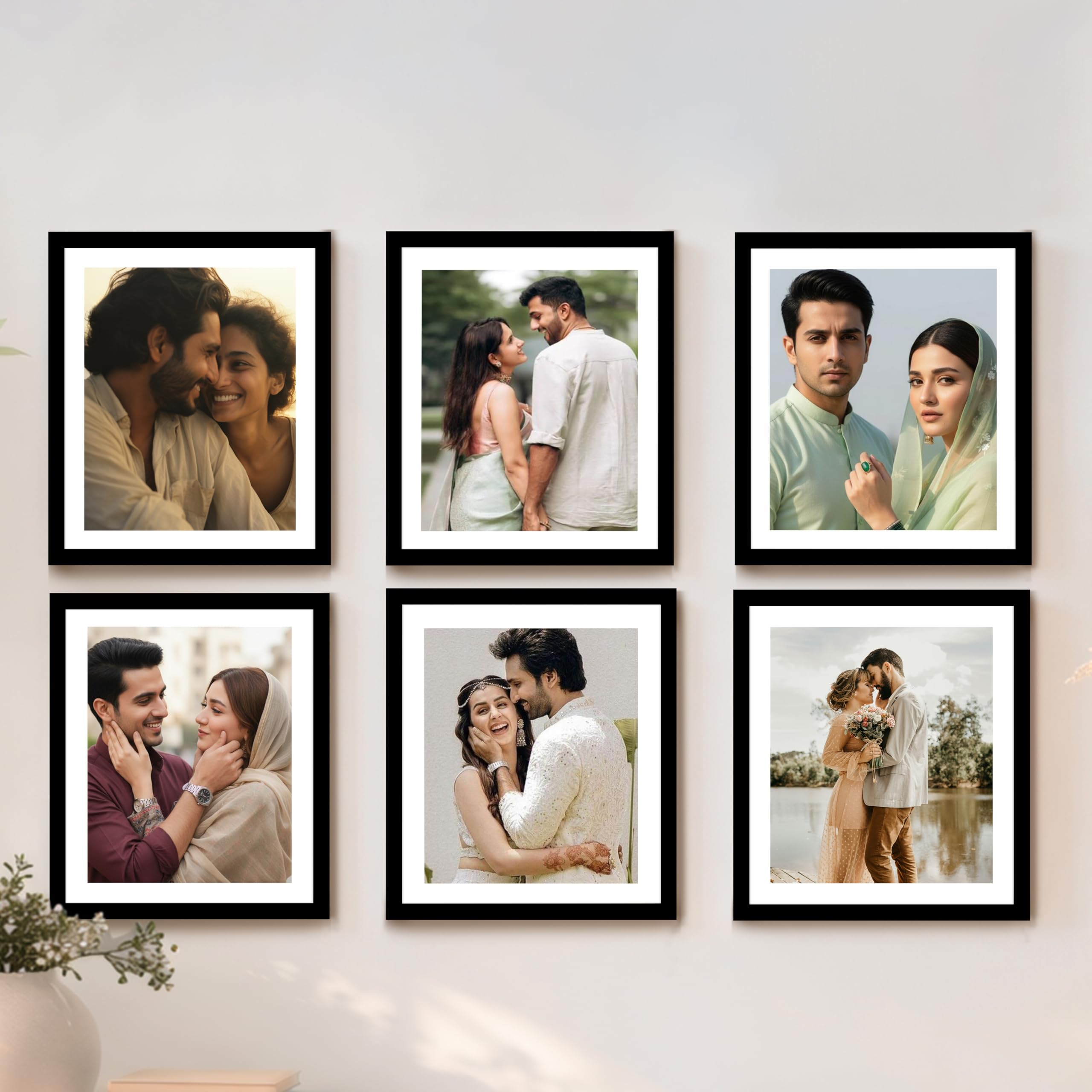 Art Street Wall Photo Frame Set of 6 Photo Frame (8 X 10 Inches Picture Size matted to 6" x 8") Black Photo Frame Set-image-48