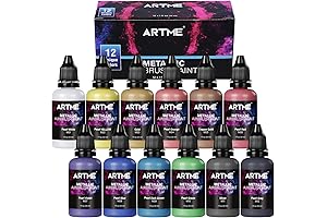 ARTME Airbrush Paint: 12 Metallic Colors for Artists, Beginners, & Students