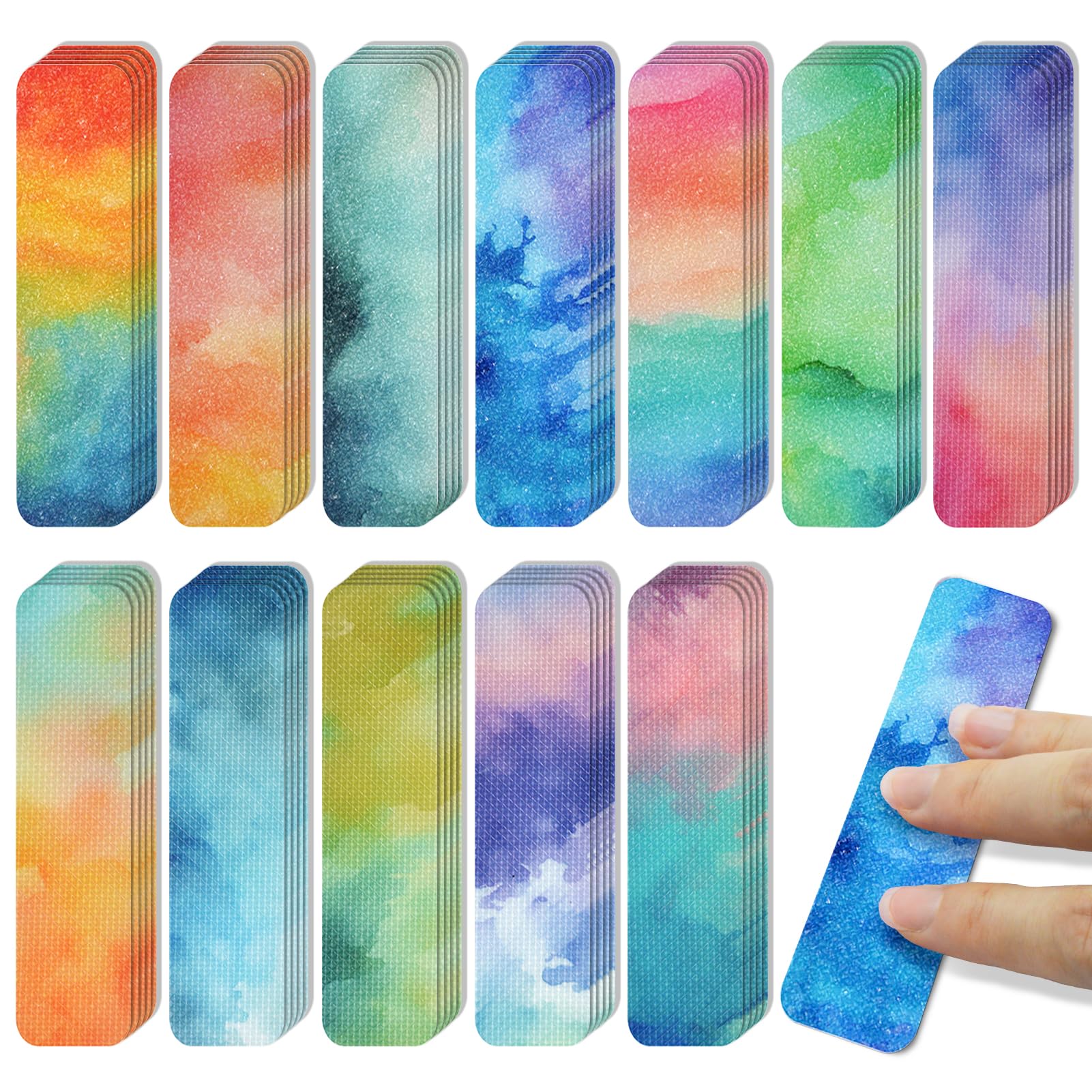 36 Pieces Anxiety Sensory Stickers with 2 Textured Strips - Desk Fidget for Adults - Anxiety Relief Calm Items (Watercolor)