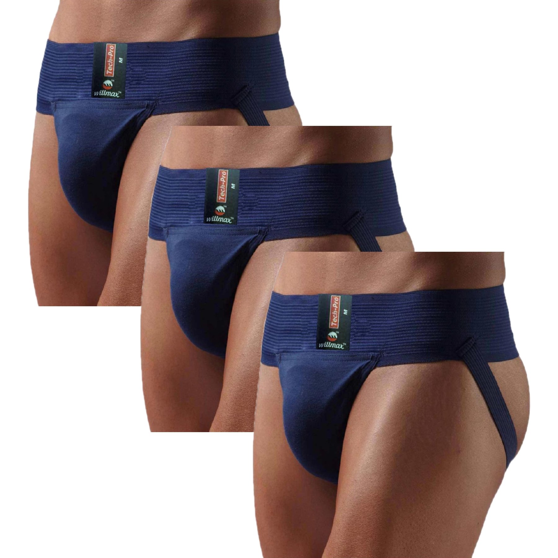 KD WillmaxWillmax Jockstrap Gym Cotton Supporter Multipack Pack 3 Navy Blue XX Large Cup Pocket Fashionable Straps Brief Multi Sport Underwear Gym, Fitness & Outdoor Inner Wear Soft Underpants