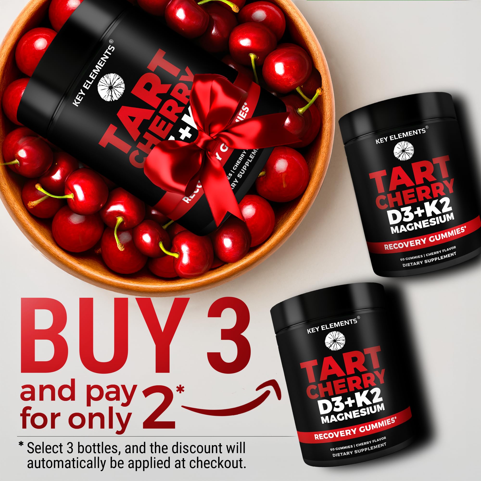 Recovery Tart Cherry Gummies with Vitamin D3 K2 5000 IU & Magnesium — Amazon image 3