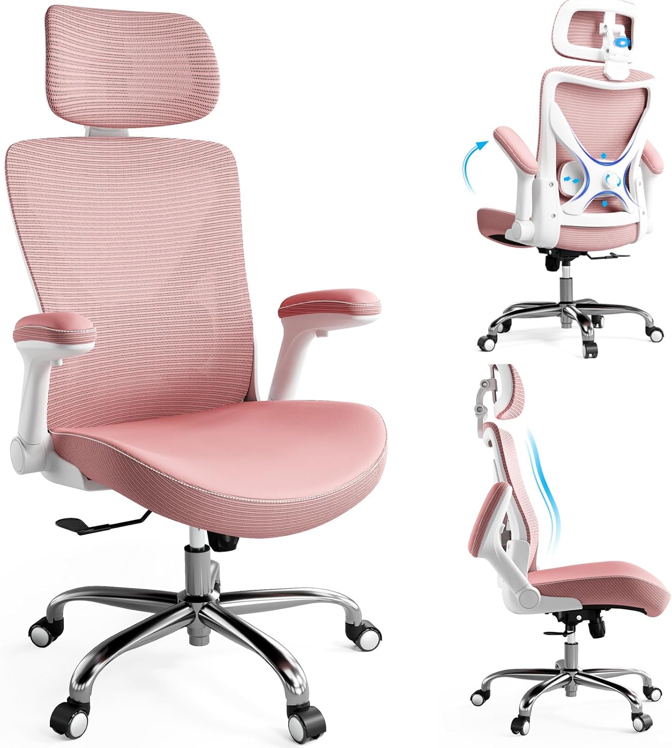 ZenFlex – Pink Ergonomic Office Chair with Adjustable Lumbar Support