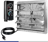 Vista 1 de iLIVING Extractor de persiana montado en la pared de 18 pulgadas, obturador automático, con termostato y controlador de velocidad variable, 0.85A