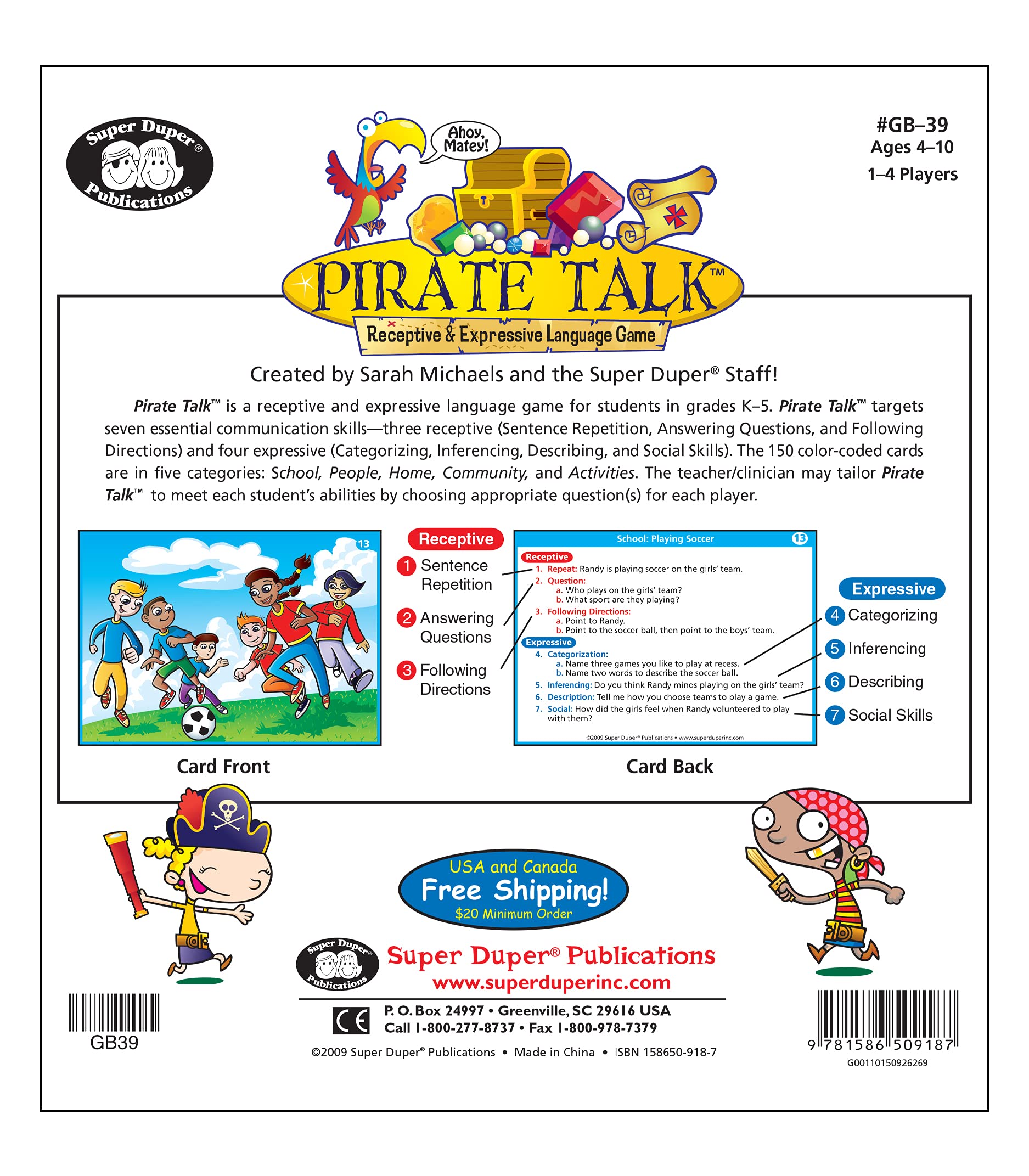 Super Duper Publications Pirate Talk® Receptive & Expressive Language