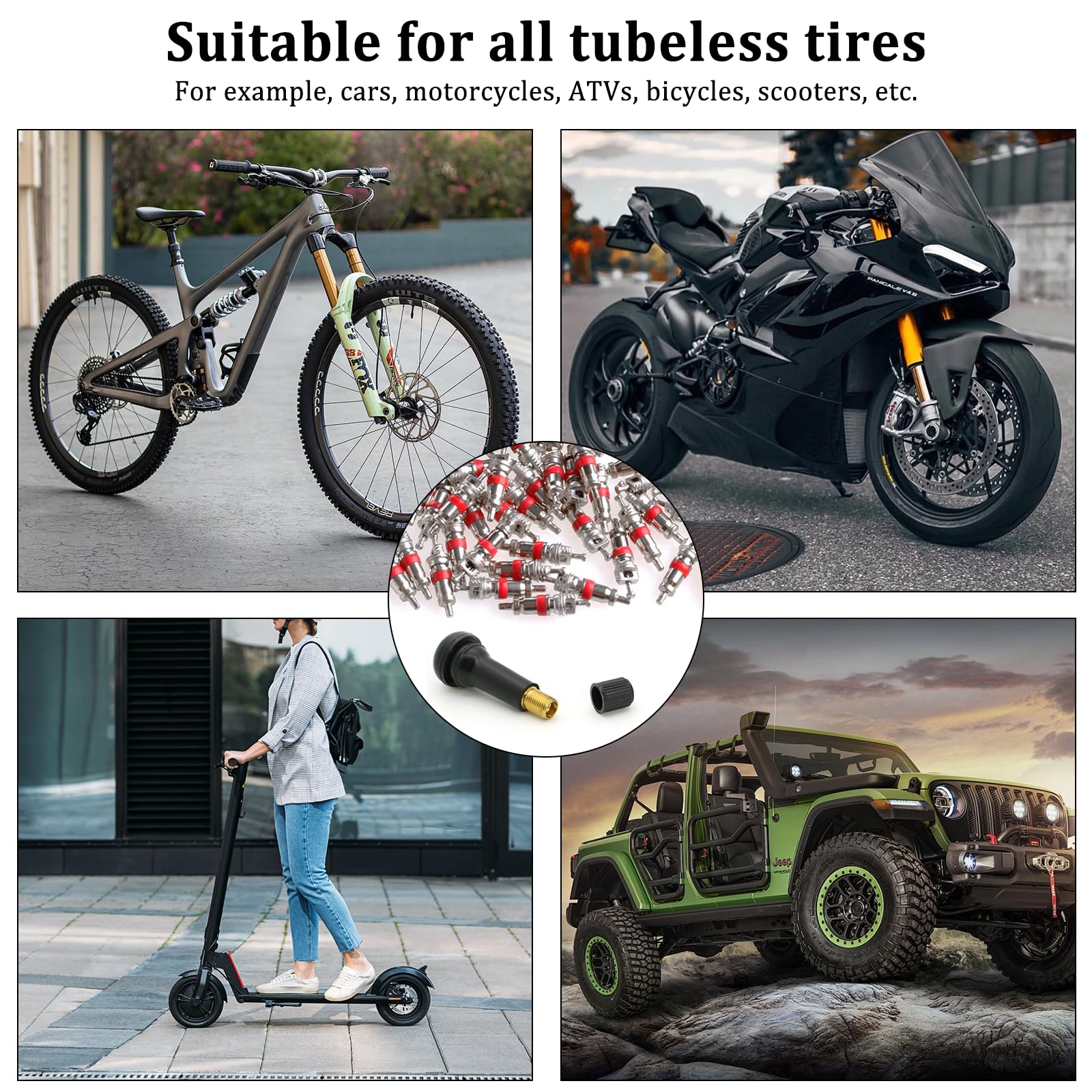 CONNECTION 30 Stück TR414 Autoreifen Ventil und 60 Ventilkerne Snap-in Gummiventile Reifenventile Pkw Autoventil Felgenventile Tubeless Ventileinsatz für Motorräder Auto Fahrräder Geländefahrzeuge
