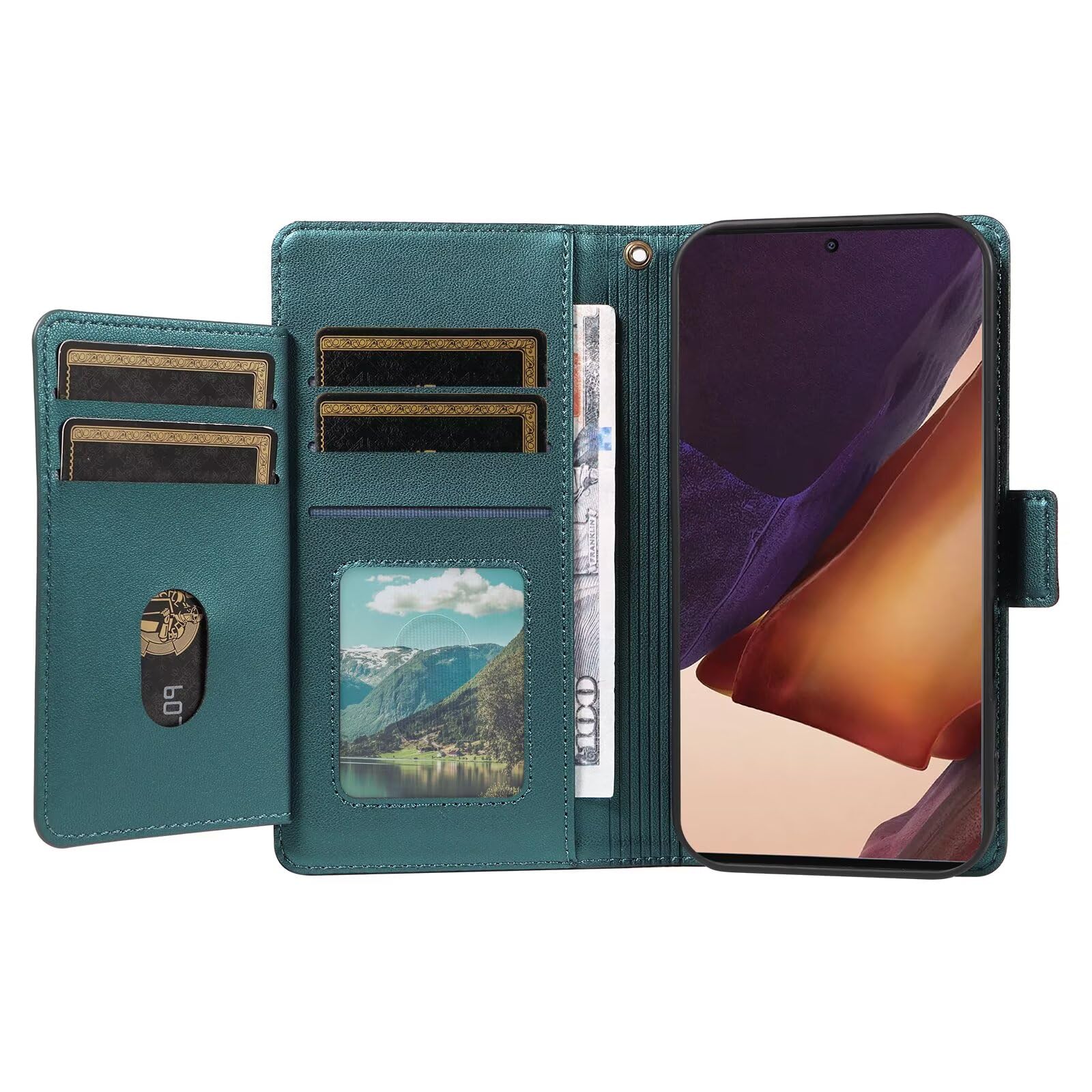 Amazon.com: ZXL Green Wallet Case Multi Card Holder Soft PU