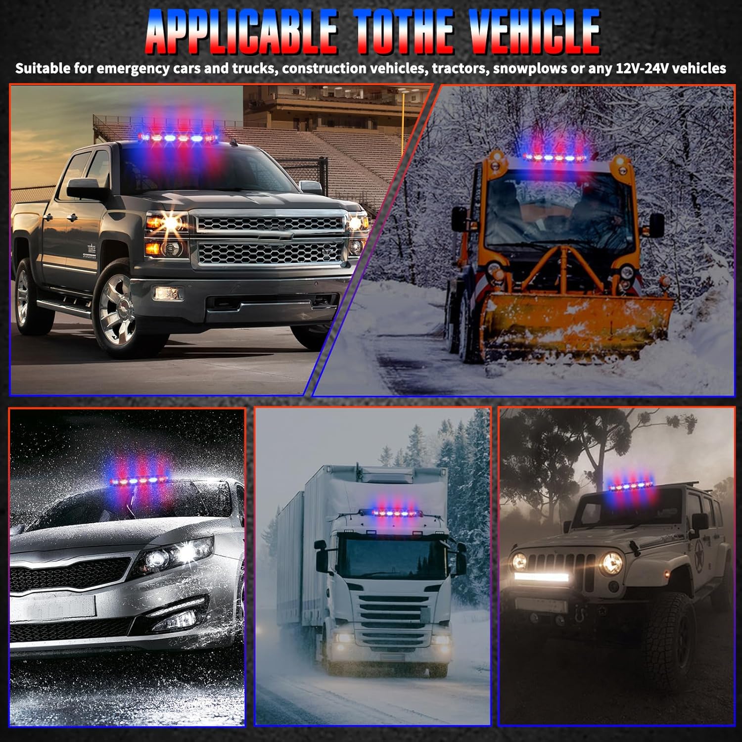 アンバーブルーレッド 24 LED 車緊急ストロボライト車両屋根点滅警告ビーコンライトミニ安全信号ランプ 12 V/24 V - AliExpress レッド ブルー LED ルーフトップ ストロボ ビーコン ライト 16 インチ、高輝度 56 LED 緊急警告 26 点滅モード ラ