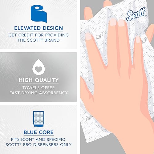 Miniatura 7 de Scott Professional Pro - Toallas de papel duro de alta capacidad, a granel (53925), diseño elevado, bolsillos de absorción, color blanco, para