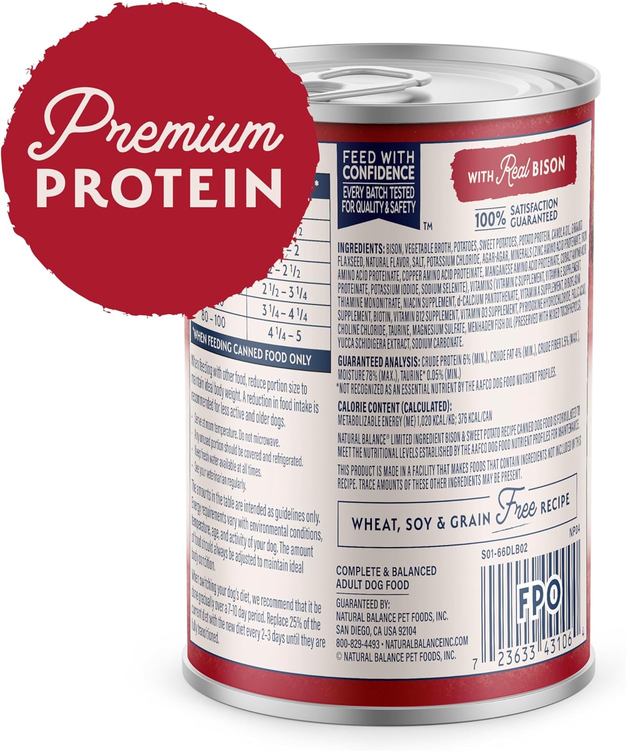 Natural Balance Limited Ingredient Adult Grain-Free Wet Canned Dog Food, Reserve Bison & Sweet Potato Recipe, 13 Ounce (Pack of 12)