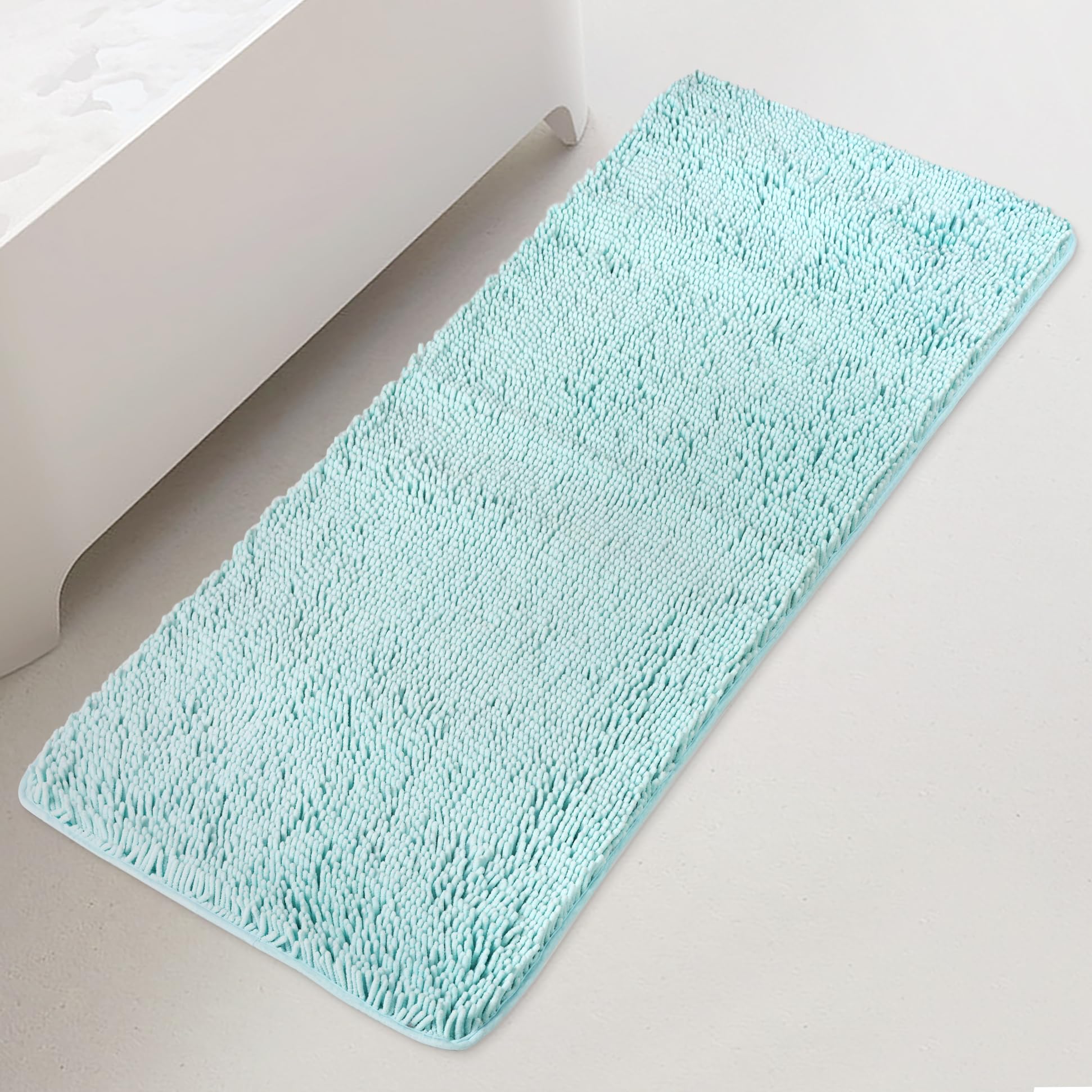Yeaban Bathroom Runner Rug 24"x 60" – Thick Chenille Long Bath Mat | Absorbent and Washable Extra Large Bath Rug Non-Slip, Soft Runner Rug for Bathroom, Shower, Sink - (Aqua) — image 1