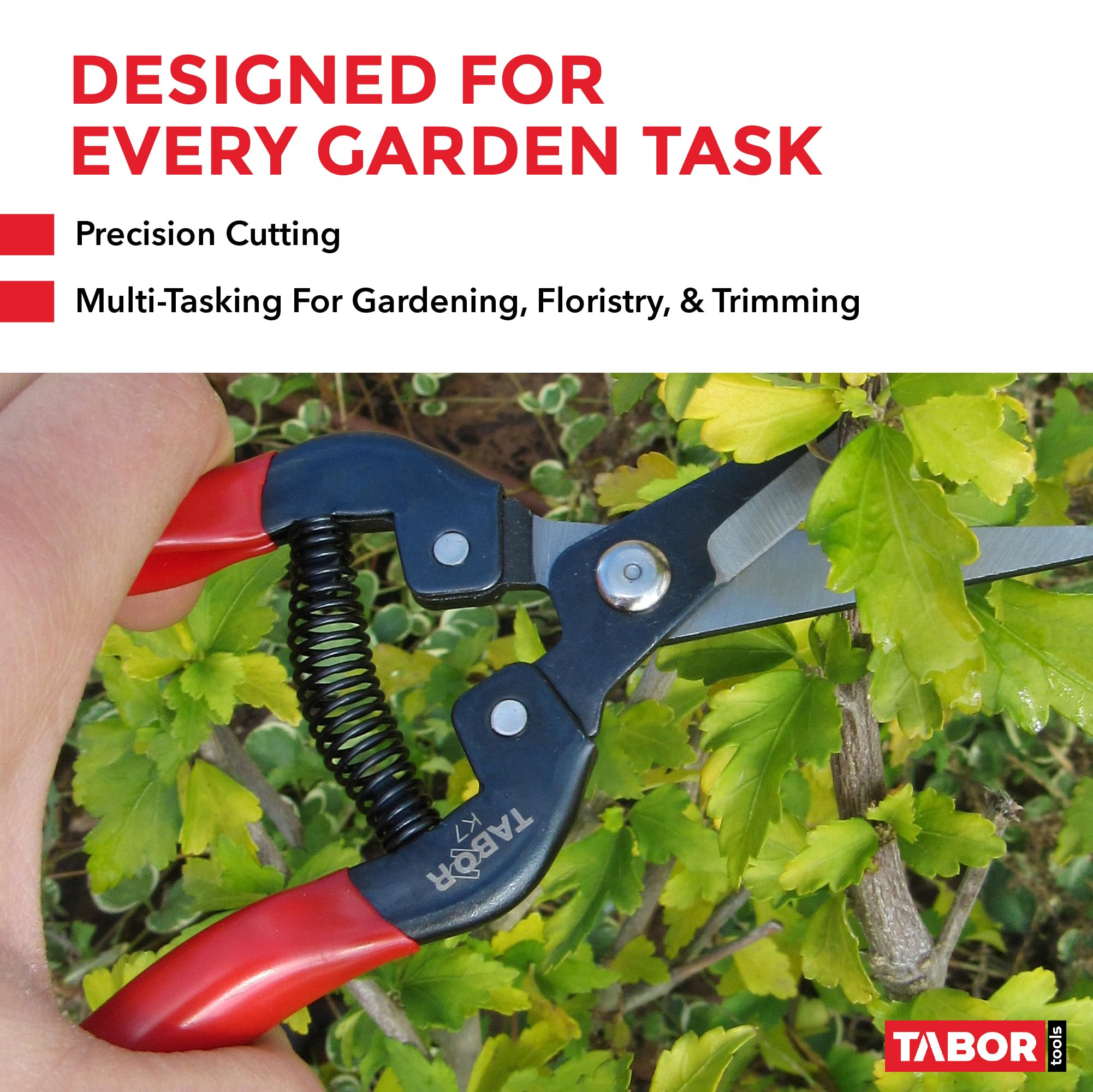 TABOR TOOLS K7E Gerade Gartenschere, kompakte Multi-Gartenschere, Mini-Blumenschere, Floristenschere, Ernteschere, Floristikschere, Leseschere, Traubenschere