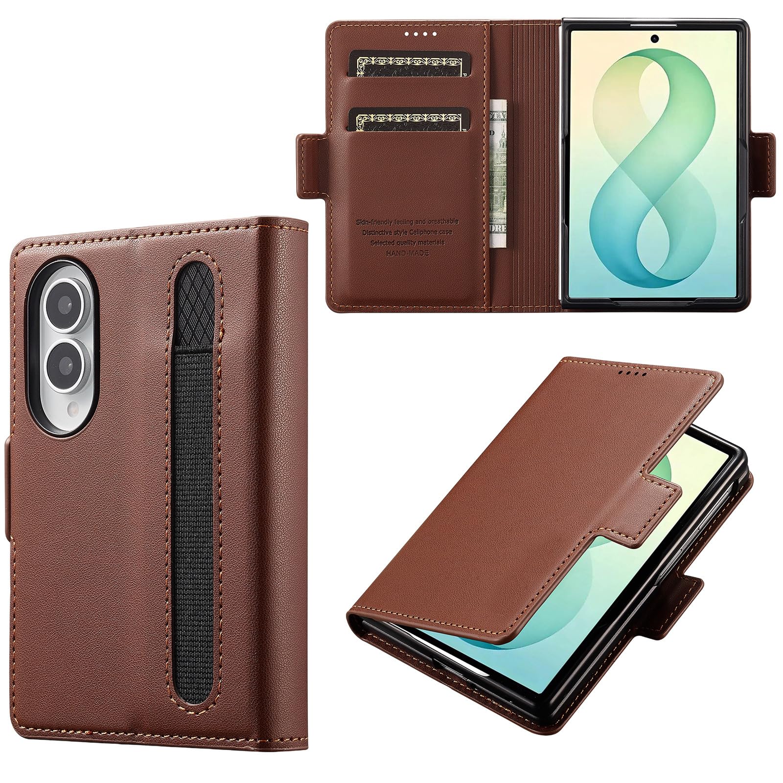 Etui z klapką do Samsung Galaxy Z Fold 8, portfel ze skóry