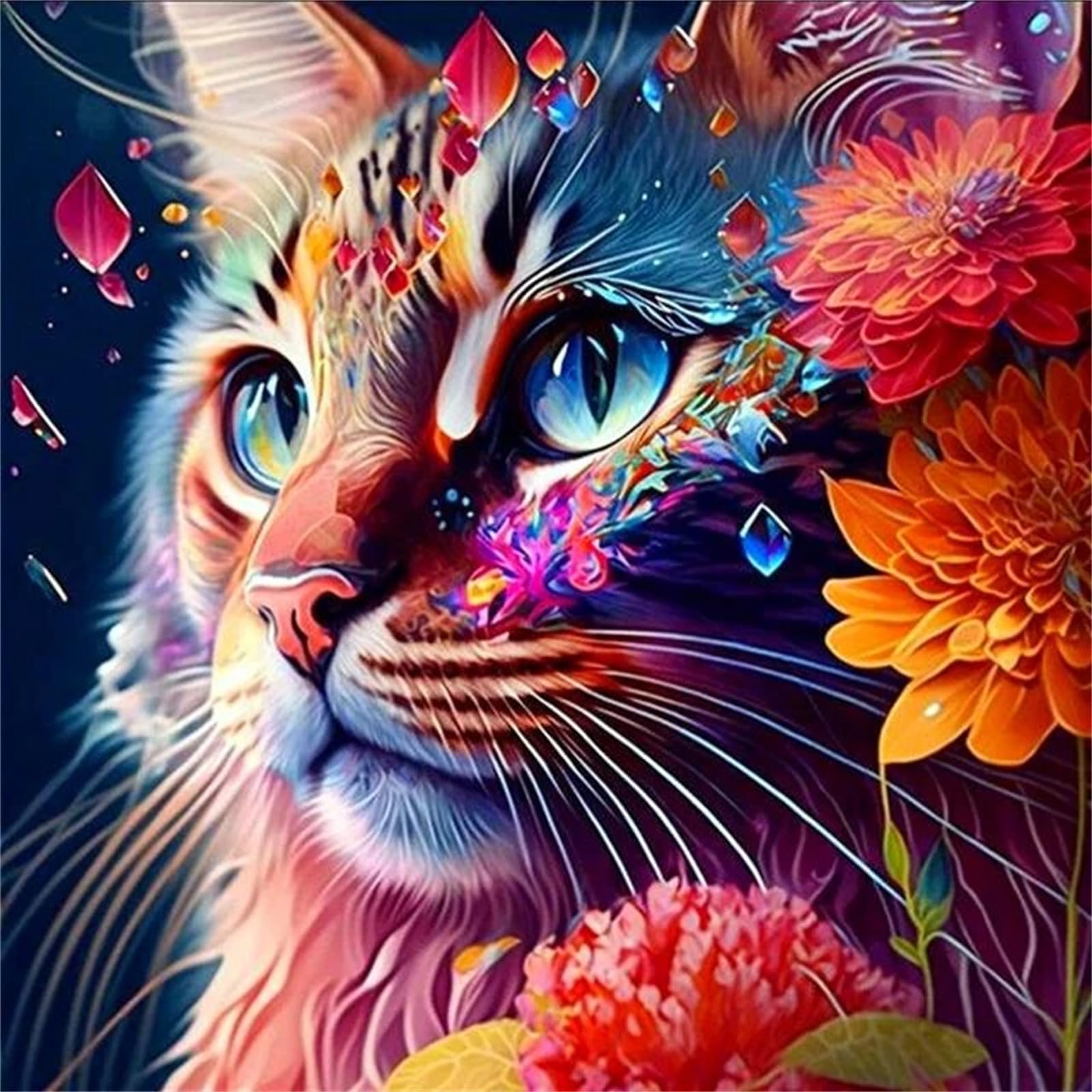 Lehaha Cat 5D Diamond Art Kit For Adults And Kids - Painting Kit, Diy Crystal Art, Embroidery Cross Stitch, (30X30cm)