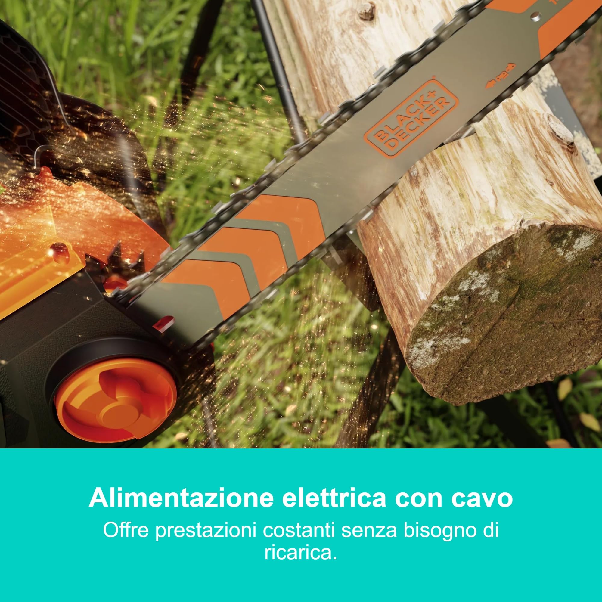 BLACK+DECKER Motosega elettrica con filo da 1800W, 35cm, con freno catena, BECS1835-QS