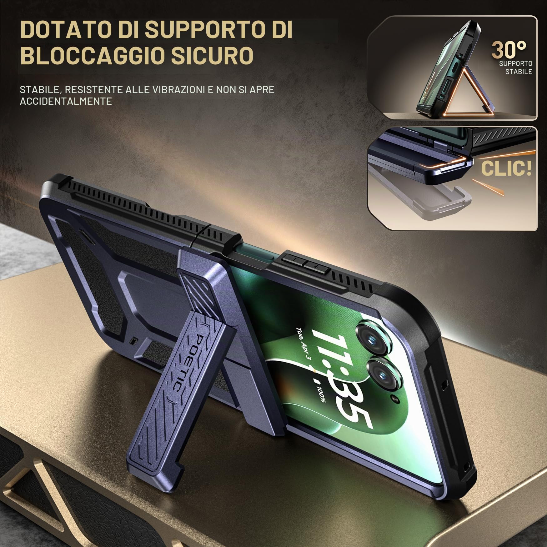 Poetic Spartan - Custodia per Motorola Moto Razr Ultra 2025, [Supporto][Protezione Cerniera][Testato Caduta 20FT Grado Militare], Custodia Protettiva Robusta Antiurto Corpo Intero con Supporto, Blu