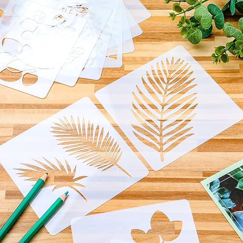 Miniatura 5 de Juego de 20 plantillas reutilizables para estarcir, plantillas de primavera e invierno, de Navidad, para pintar sobre pared de madera, decoración