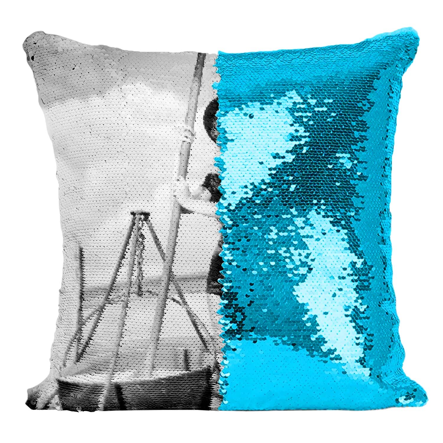 Coussin sequin turquoise Martha Vickers pour deco Halloween glamour et cinema