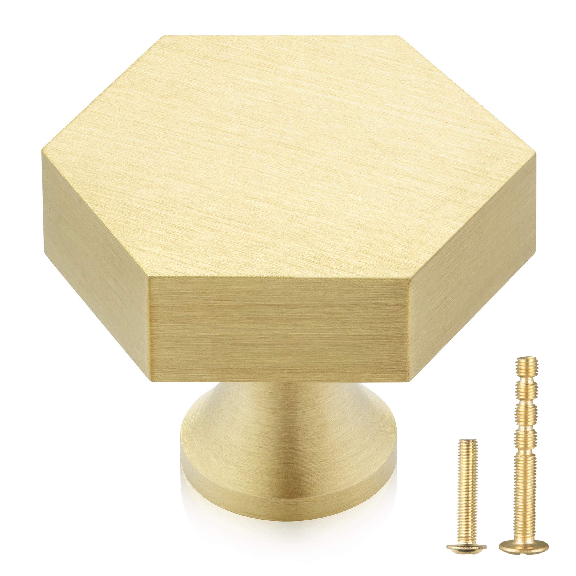 Buy QogriSun 5Pack Solid Brass Hexagon Knobs, 11/10Inch Diameter, Gold Decorative