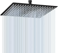 KINLIV 16 Inch Matte Black Rain Shower Head - 304 Stainless Steel Ceiling Mount Rainfall with 324 Silicone Nozzles