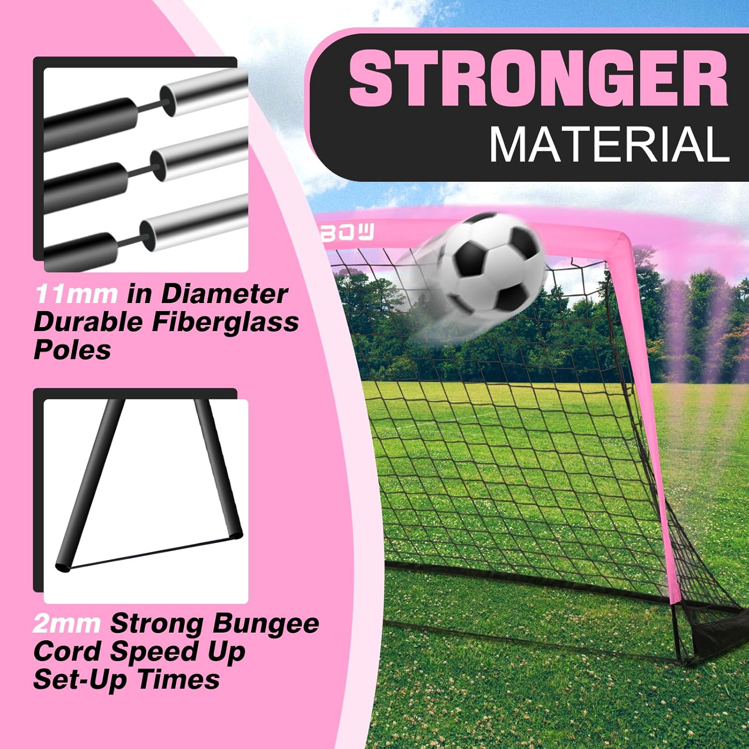RUNBOW 9x5 FT Kids Soccer Goal with Carry Bag, Portable Folding Soccer Net for Backyard Training, Indoor/Outdoor Use for Youth and Adults