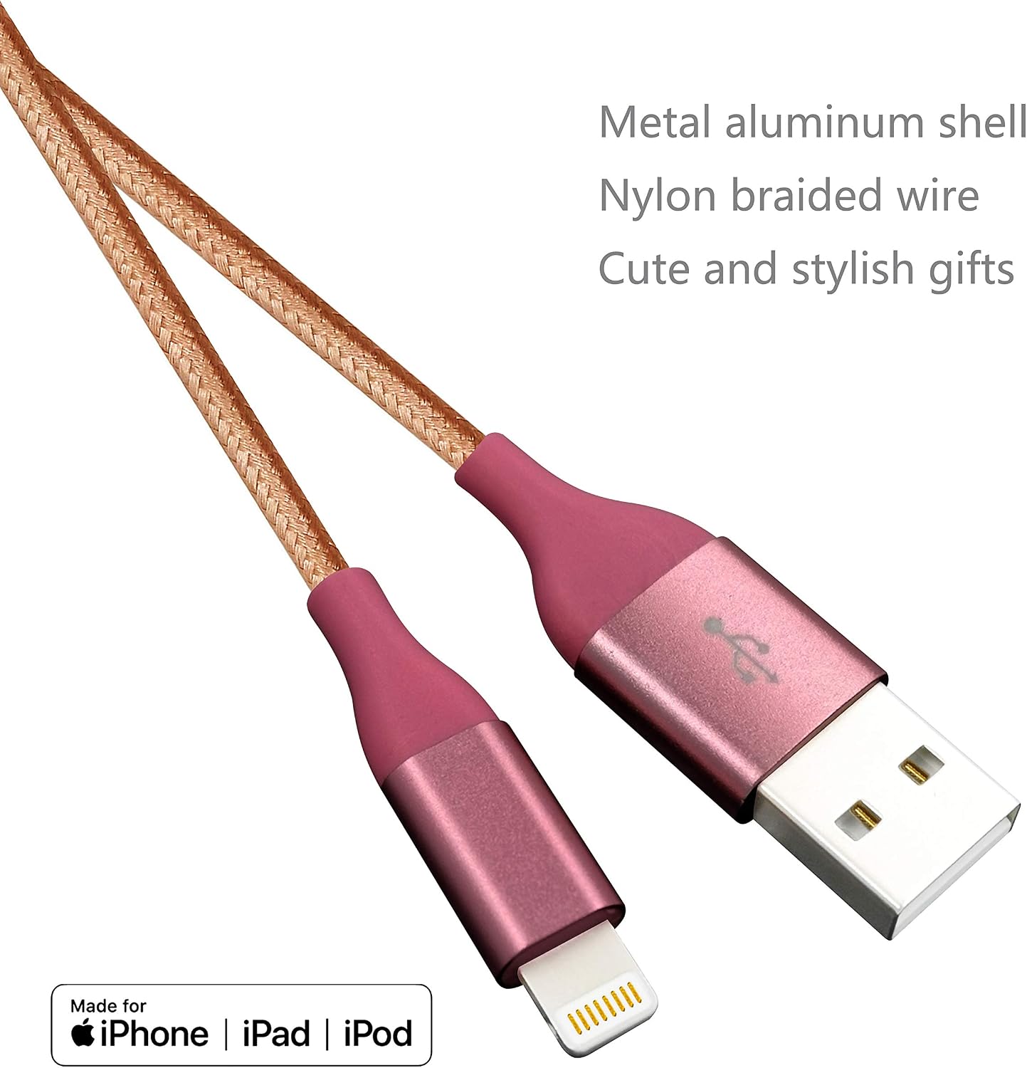 IDiSON 4Pack 4Color 4ft for MFi Certified iPhone Lightning Cable Braided Nylon Fast Charger Cable Compatible iPhone 11 Pro X XR XS MAX 8 Plus 7 6s 5s 5c Air iPad Mini iPod (Gray Rose Gold Red)