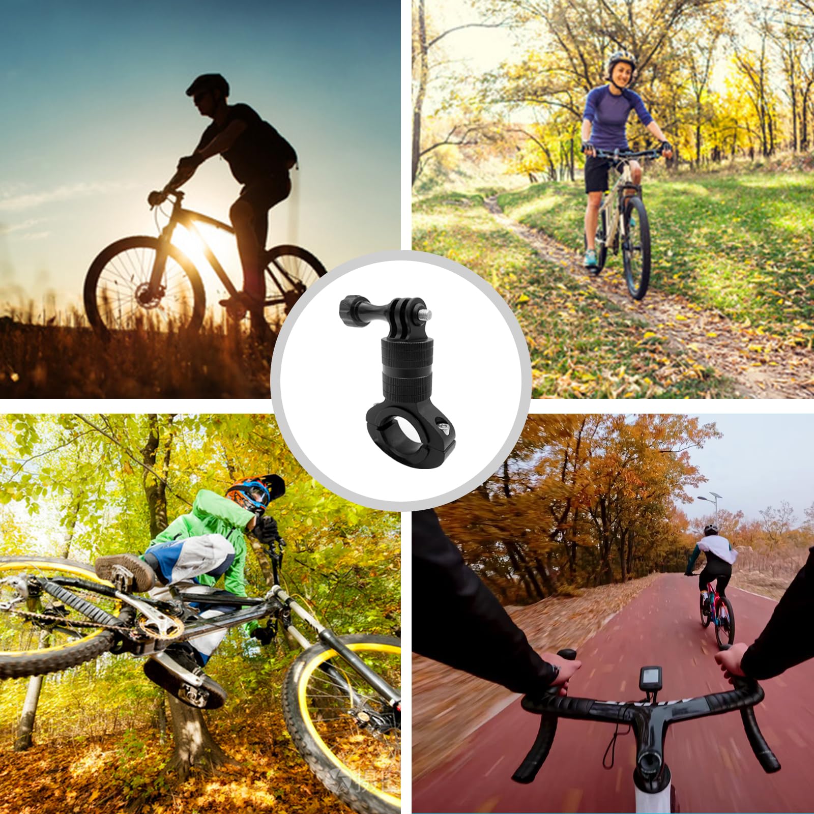 Supporto Action Cam Per Bici 360° Rotante – Morsetto In Alluminio Per Manubrio 22-32 Mm Con Attacco 1/4'' Universale - 2