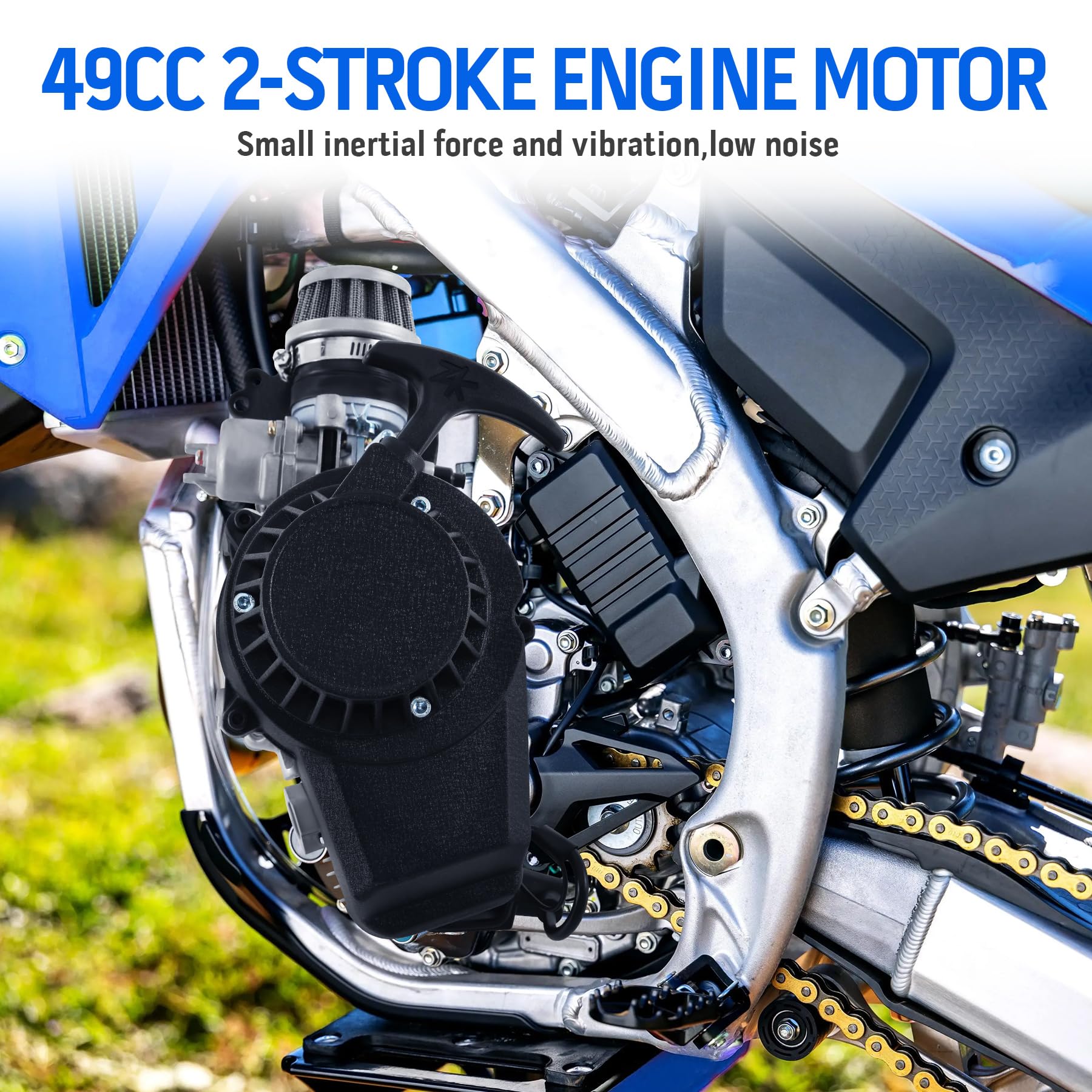 Samger 49CC 2 Stroke Mini Moto Engine Carb Pullstart Carb Carb Filtro aria Head Mini Motore per ATV Dirt Bike Quad Pocket Bike