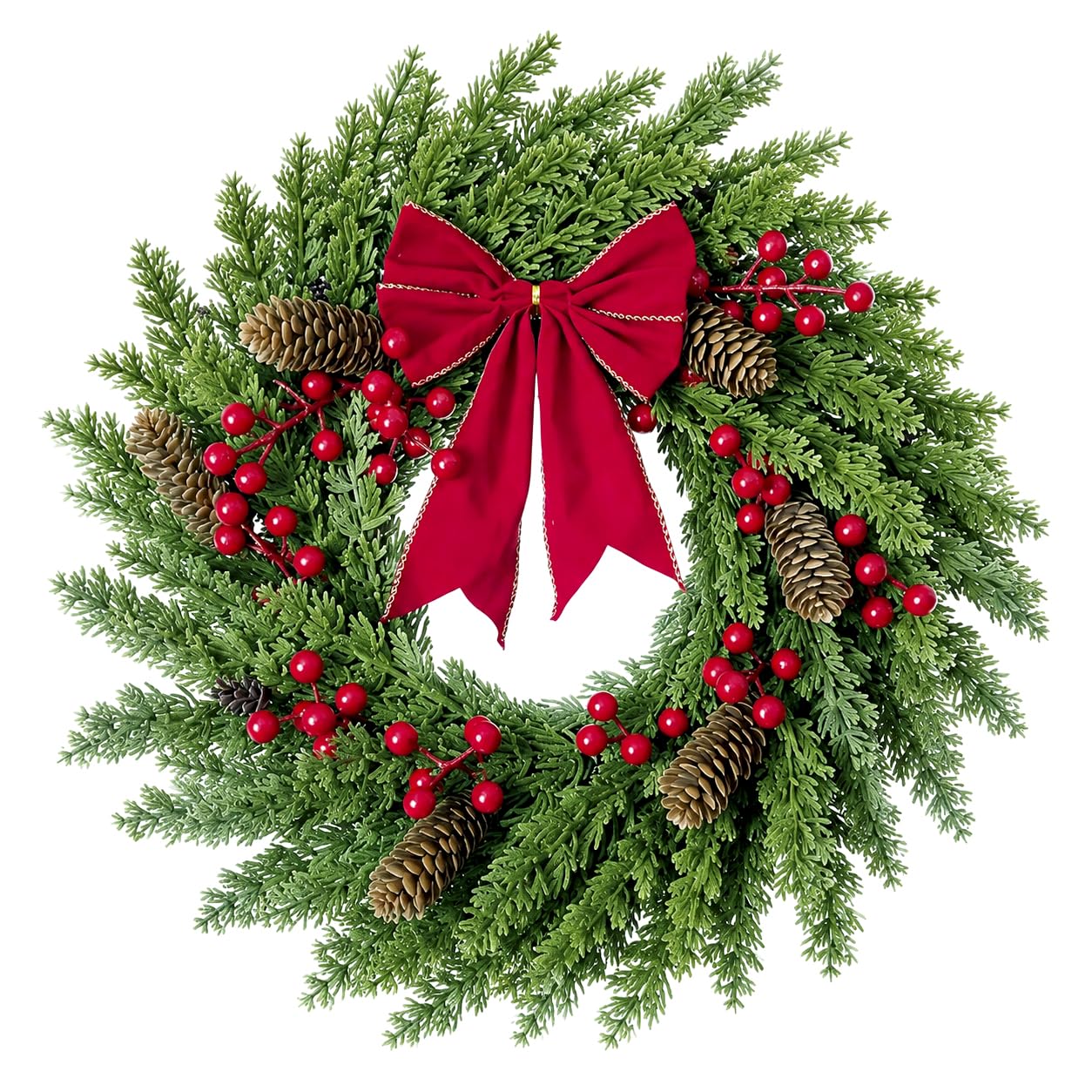 20 Inch Christmas Wreaths for Front Door Artificial Pine Wreath