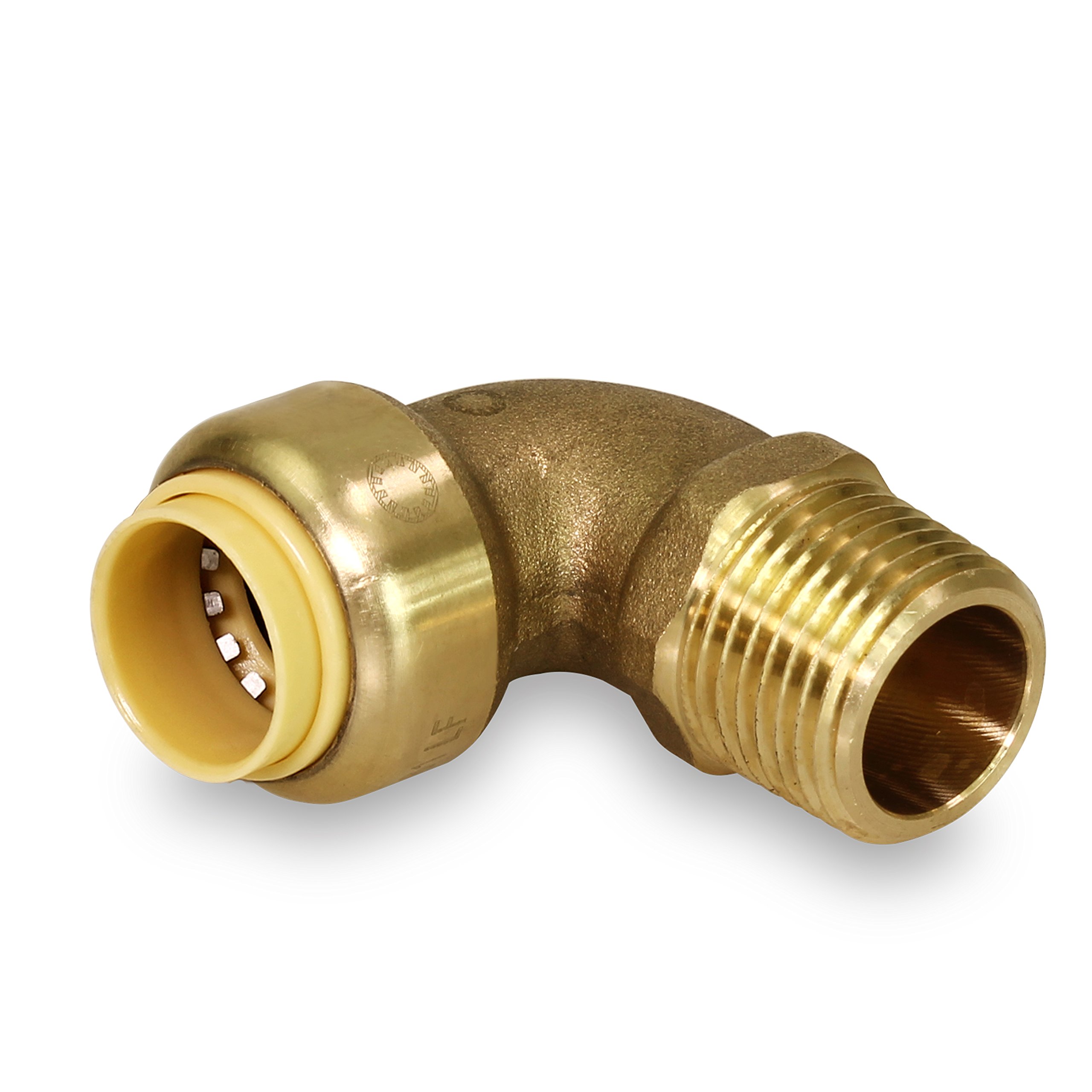 3/4 Inch Brass 90 Degree Elbow Push Connector - For PEX, CPVC & Copper Pipes