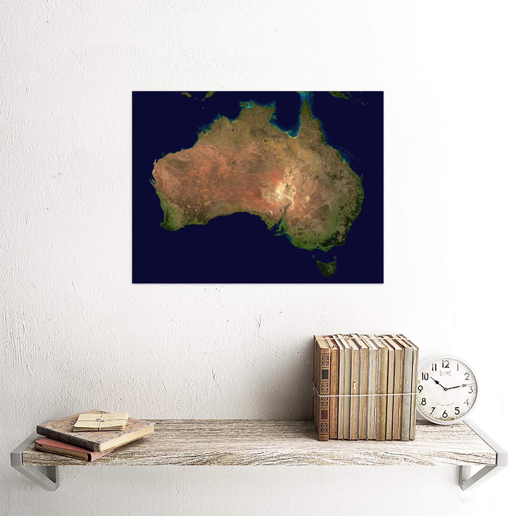 Amazon.co.jp: Map Australia Satellite Topography Map Art Print