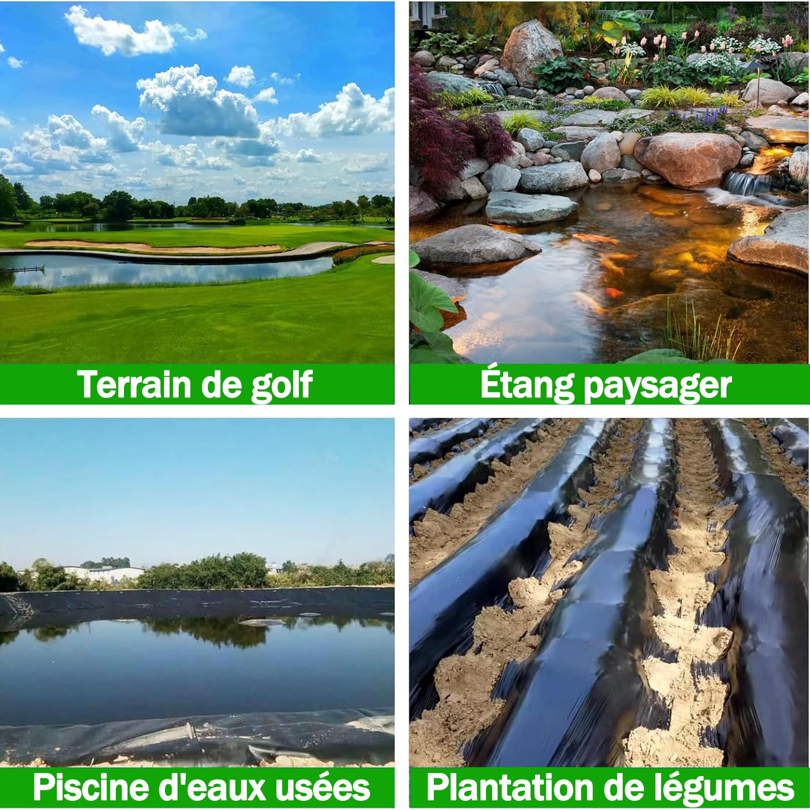 Forro negro reforzado para estanques, cubierta flexible e impermeable, 5 x 8 m, 8 x 10 m, 10 x 12 m, fácil de cortar, para estanques de jardín, acuarios, cascadas, duradero y versátil