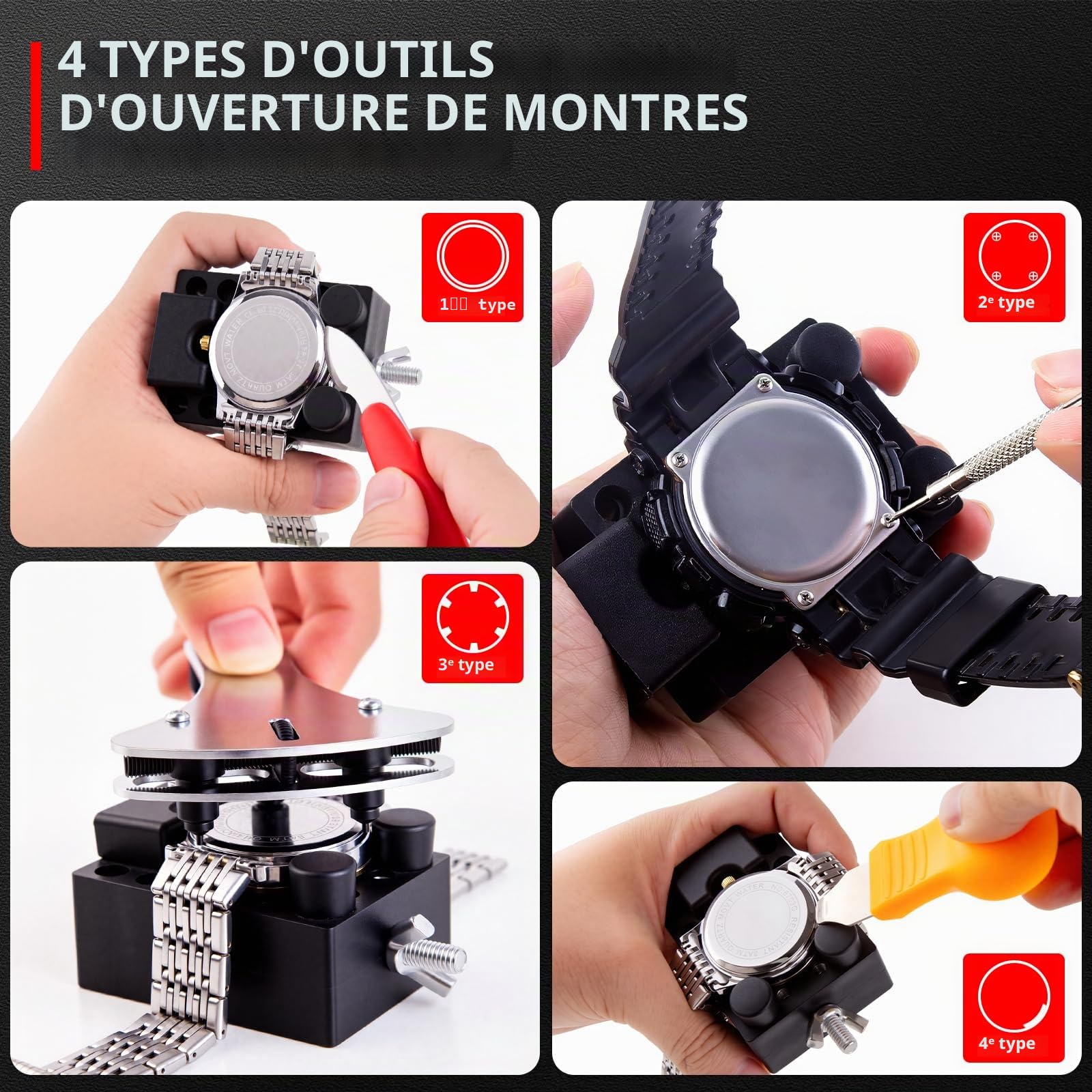 XOOL Kit de Réparation de Montres Professionnel 151 Pièces, Inclut Ouvre-boîtier Réglable, Poinçon pour Bracelet, Outil de Barre de Ressort, Détacheur de Maillons, Pince et Plus