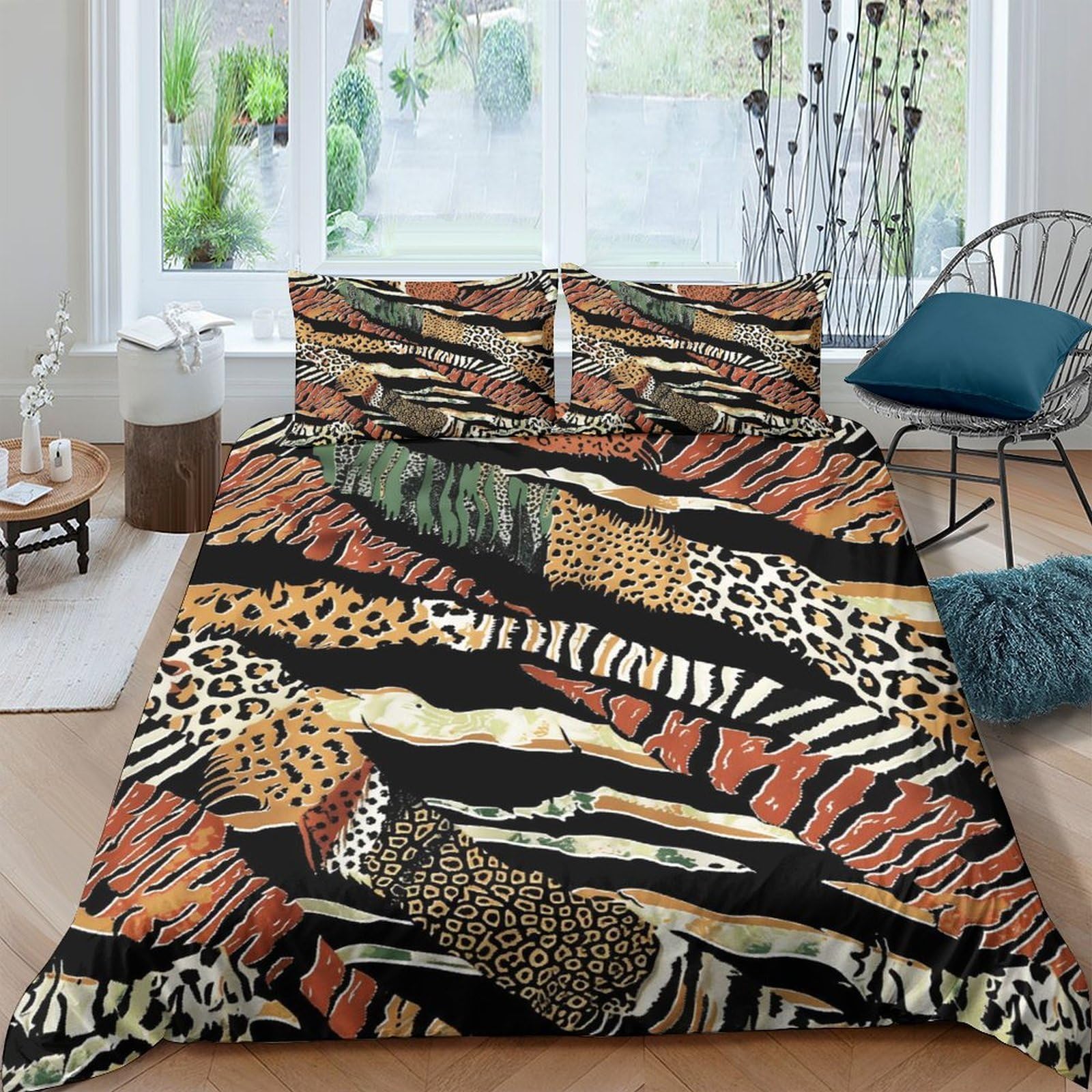 Ctjqhvkz Style-8 3D Printed Animal Pattern Fitted Sheet Microfiber Soft Bed Cover Tiger Leopard Zebra For Bedroom Decor Single（135X200cm）