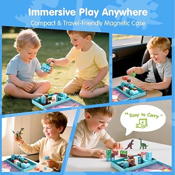 hahaland Mini Magnetic Blocks Travel Set with Magnetic Case for Kids 3-5