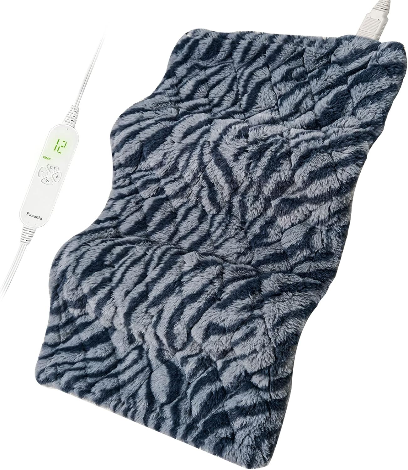 Pasonio Full Weighted Heating Pad for Back, Neck, and Shoulder Pain Relief with Auto Shut Off, Extra Large 12 x 24, Grey Blue-PLH02