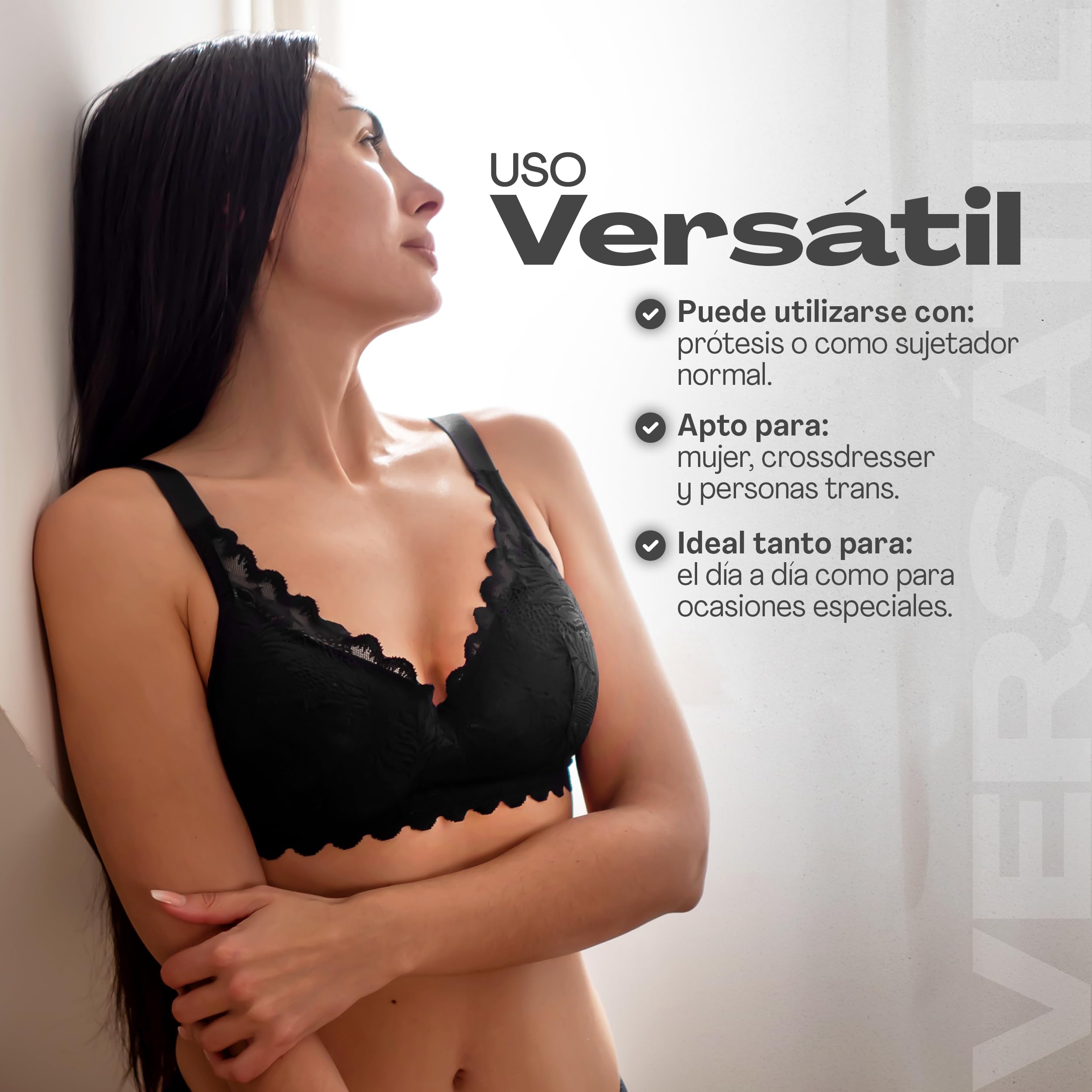 Sois Sujetador Postoperatorio sin Aros con Bolsillos – para Prótesis de Mama y Pechos de Silicona – Sujetador de Mastectomía Cómodo y Discreto para Uso Diario, Mujer, Crossdresser y Trans