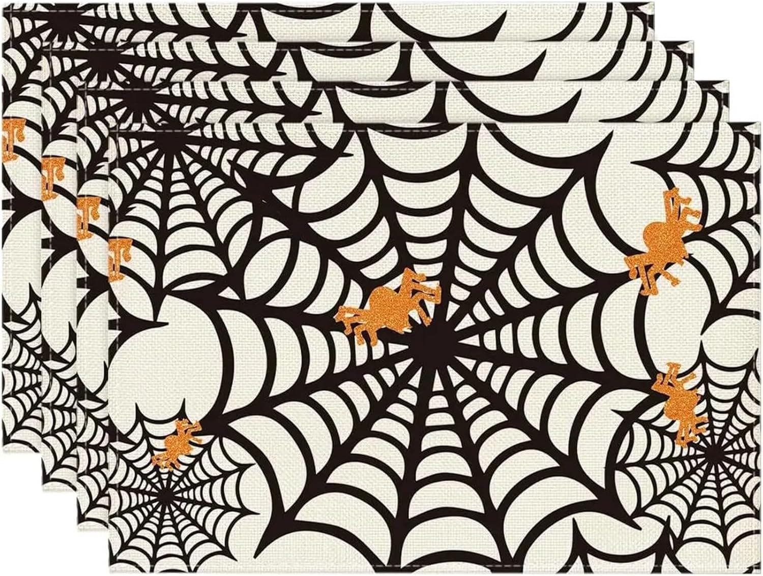 Halloween Decorations Bat Placemats, Rustic, Vintage, Washable, Table Mats, Party Decor, 12x18 Inch, Set of 4(3p)