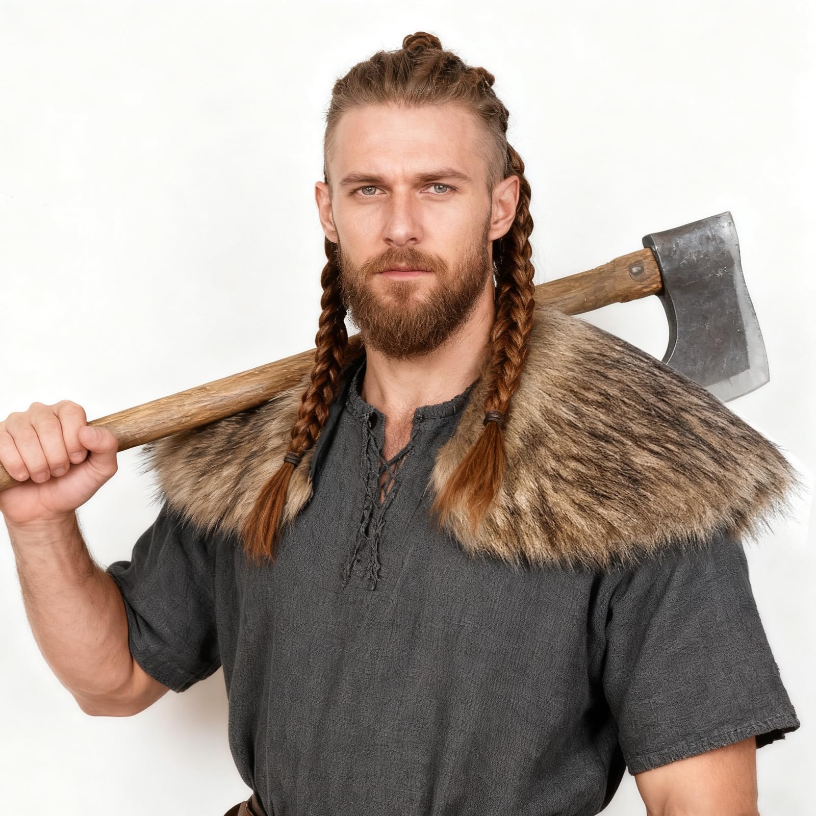 keland Viking Kunstfell Kragen für Männer Schal Capelet Wrap Kostüm Accessoire