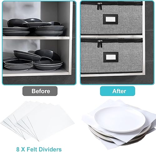 Miniatura 4 de Contenedores acolchados de almacenamiento de platos y estuches de almacenamiento de platos con tapa rígida para transporte en movimiento,