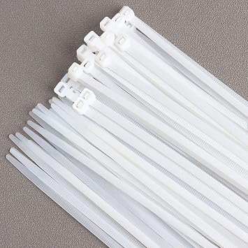 50pcs Zip Ties Adjustable Ultra Strong Plastic Cable Ties Nylon Self-Locking Wraps Ties Heavy Duty Clear Durable Zip Straps 18 Inch, White