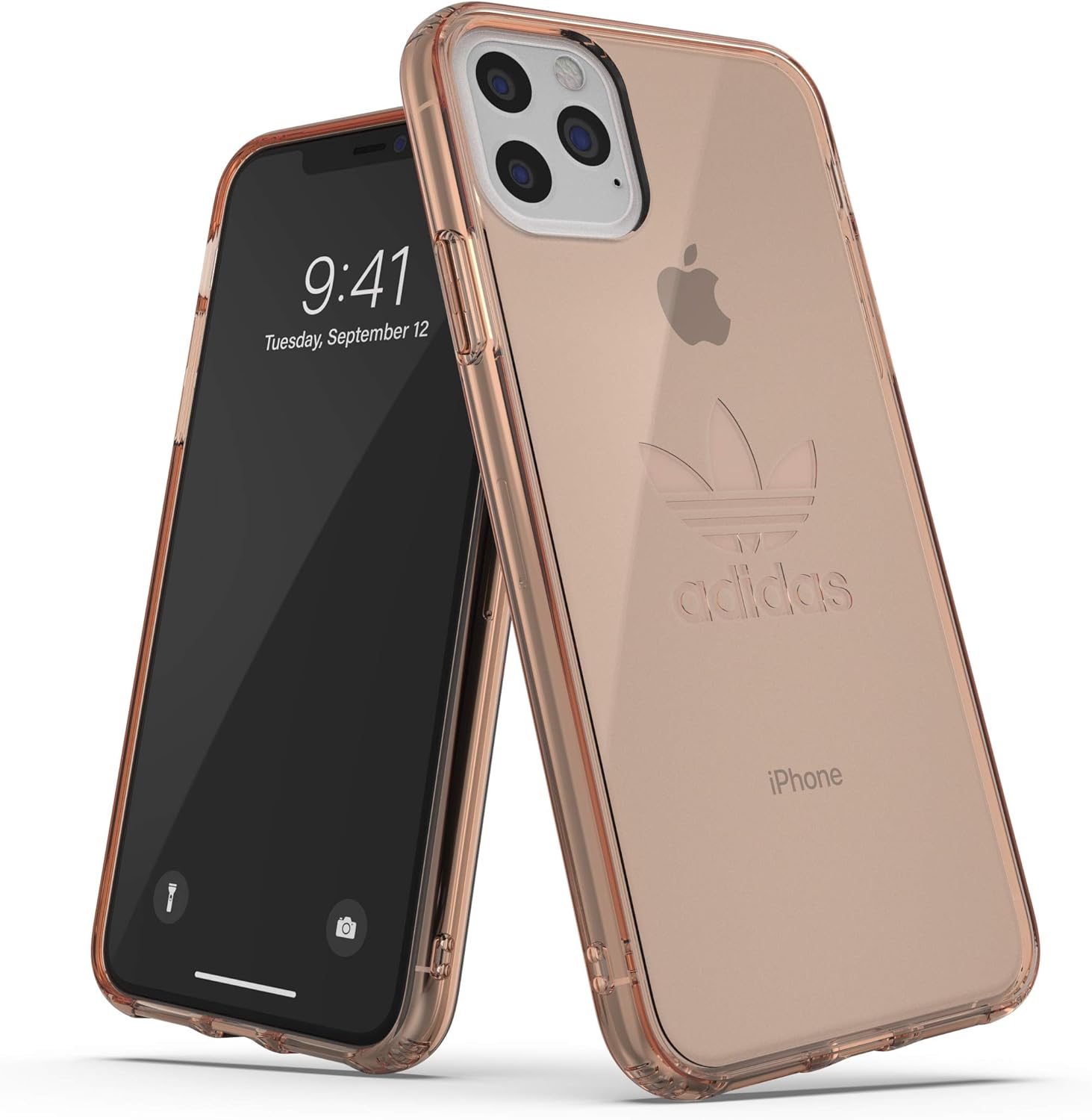 ADIDAS iPhone 11 Pro Max Rose Gold Col. Originals Big Logo Transparent iPhone Case, Impact-Resistant, Clear Phone Case, Protective Case for Cell Phone