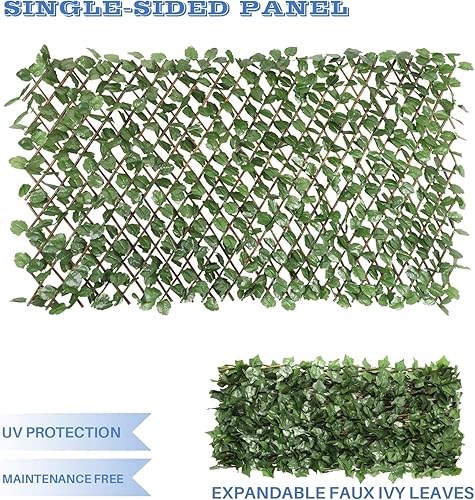 Miniatura 3 de E&K Sunrise - Rejilla para cerca de privacidad de hojas sintéticas expandibles, cubierta de cerca de hojas artificiales, decoración para jardín,