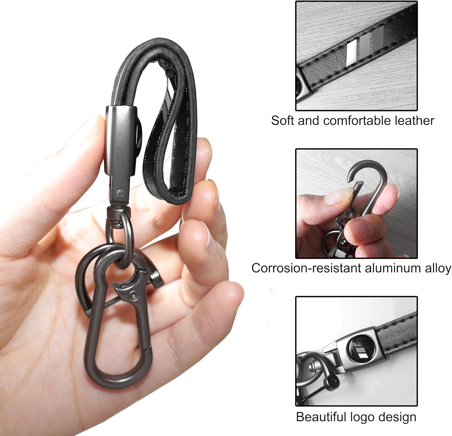 YOSRTER 2PCs Leather Keychain for Toyota Tacoma 4Runner Tundra TRD Camry Rav4 Aluminium alloy Key Chain with key Ring - Image 3